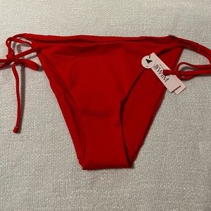 Victoria secret swim cheeky string bikini bottom red size L. New with tags.